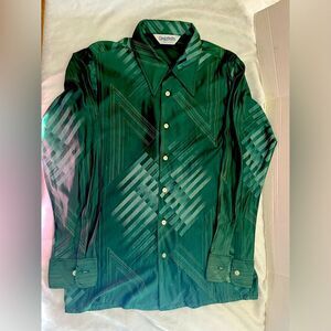 Vintage Challenger men’s size Lg (16-16.5) green button down shirt large